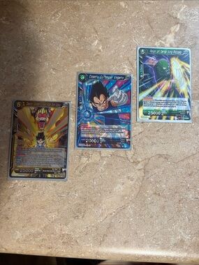 Dragon Ball Trading Card Wall Art - Blue, Green, Gold Set